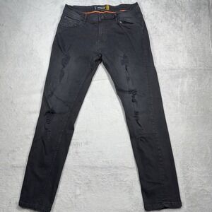 RAW X Jeans Mens 34x32 Skinny Distressed Stretch Denim Raw Hem Ripped Pants